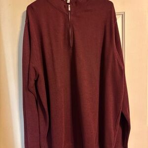 Peter Millar Men's 1/4 Zip Crown Confort Interlock sweater maroon